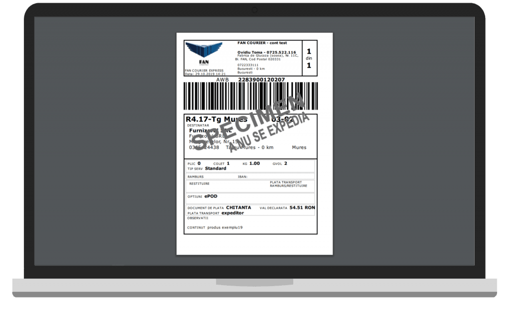 autogenerare AWB, curier, cont colector